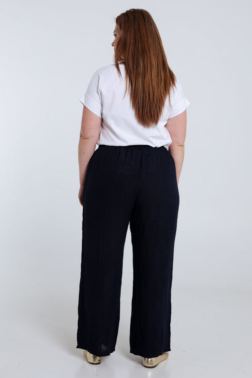 Pantalon en lin uni-Paprika-2