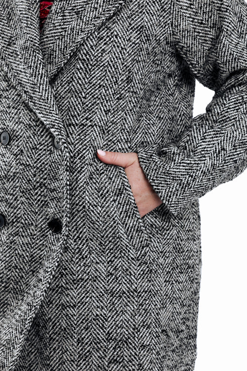 Manteau mi-long motif chevrons-Paprika-5