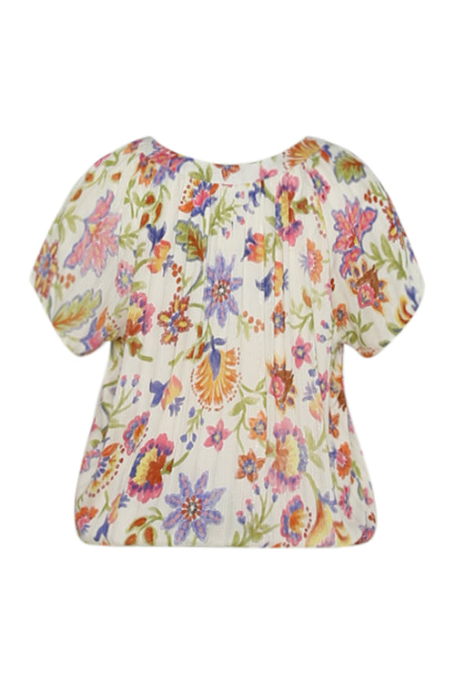 Blouse en viscose imprimé floral avec lurex-Paprika-2
