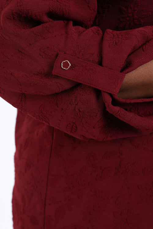 Chemise en viscose unie détail relief-Paprika-5