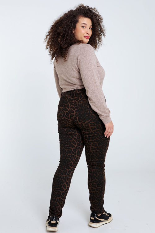 Pantalon slim imprimé léopard-Paprika-3