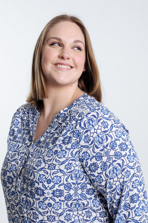 Blouse imprimé bicolore-Paprika-3