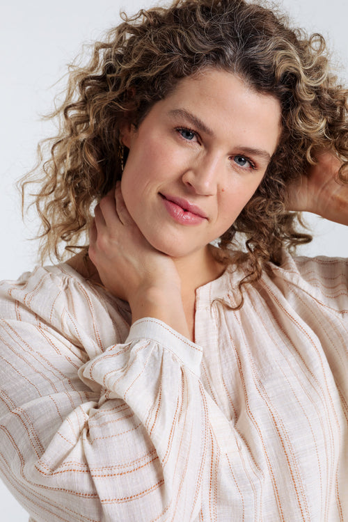 Blouse rayée avec lurex-Paprika-4