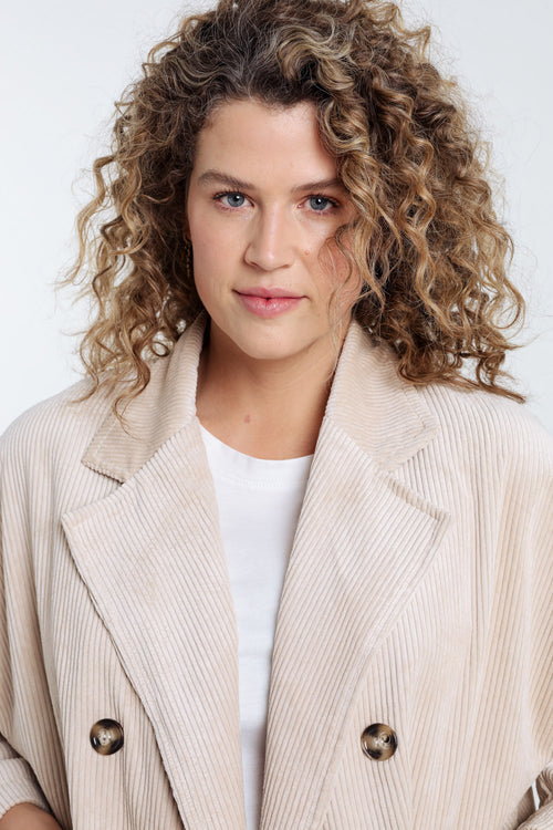 Longue veste en velours unie-Paprika-3