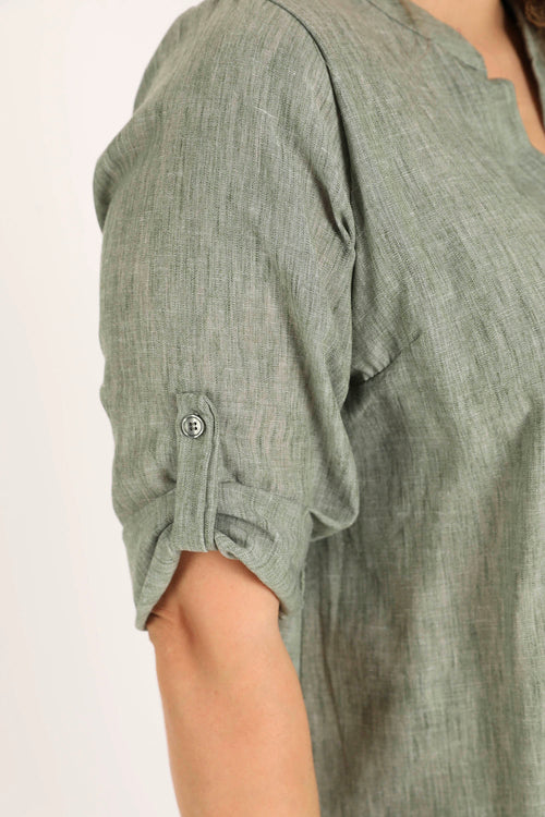 Effen gemêleerde blouse-Paprika-6