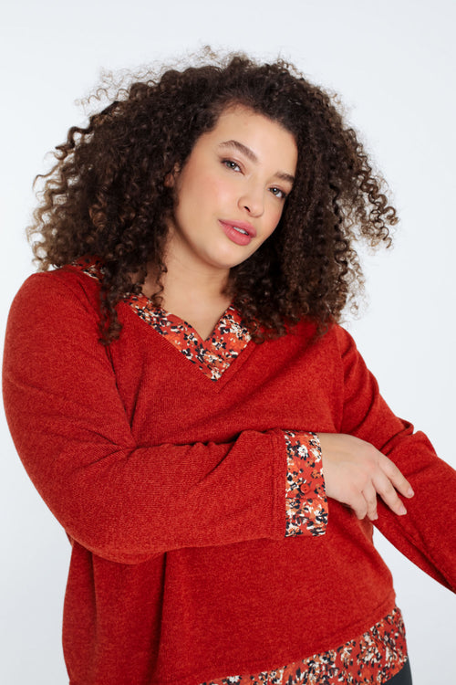 T-shirt 2 en 1 imprimé floral-Paprika-6