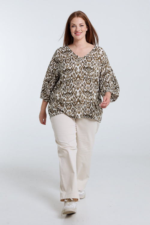 Blouse en viscose imprimé ethnique-Paprika-7