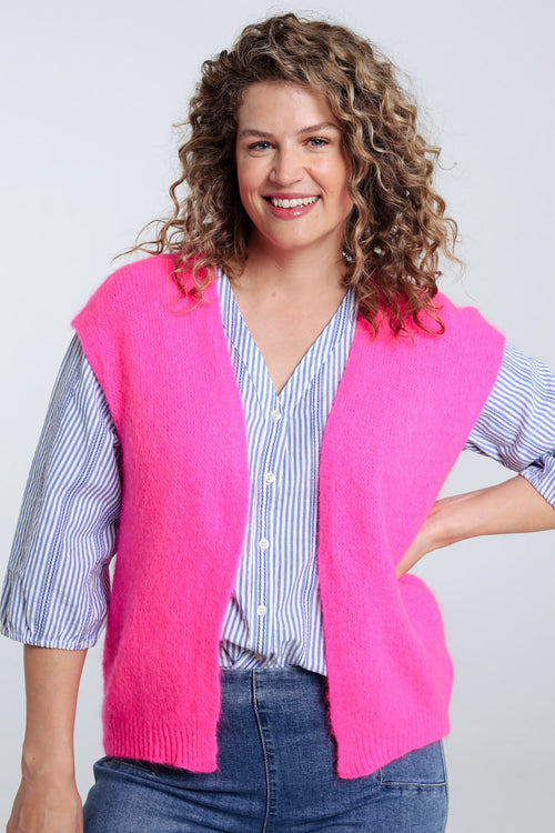Effen mouwloos vest-Paprika-3