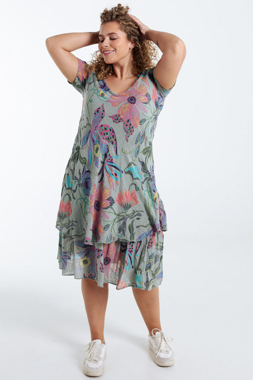 Robe en gaze de coton imprimé floral-Paprika-9