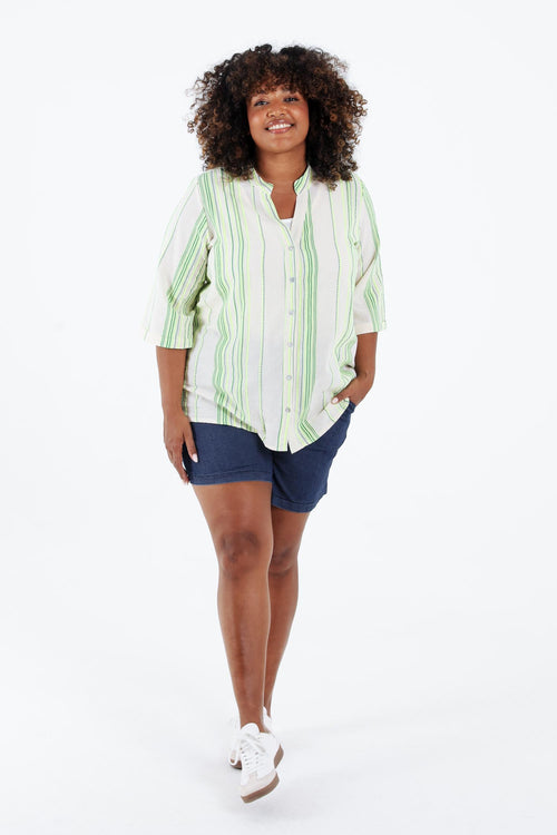 Blouse 100% coton à rayures fluo-Paprika-7