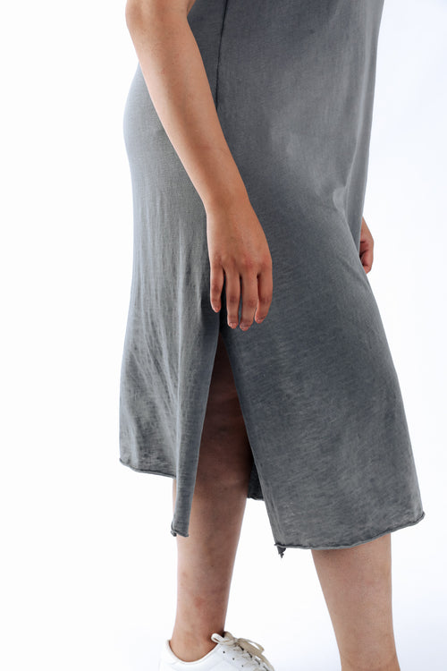 Effen katoenen T-shirt jurk-Paprika-4