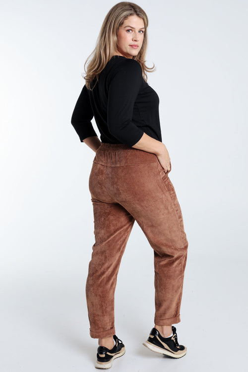 Pantalon chino uni en velours-Paprika-3