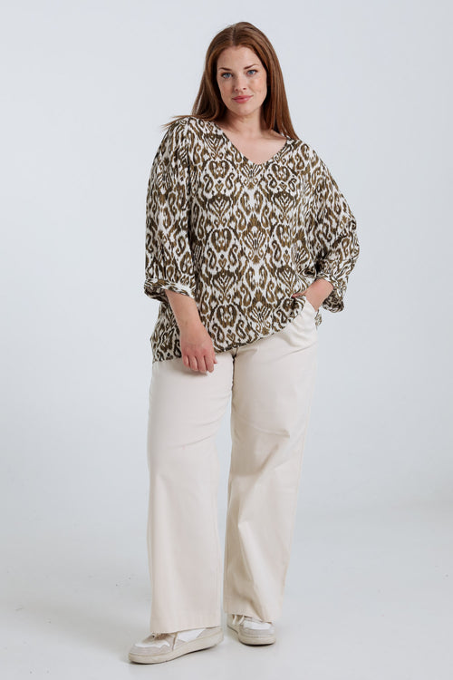 Blouse en viscose imprimé ethnique-Paprika-8