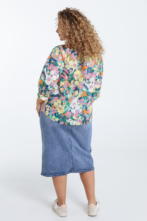 Blouse en coton imprimé floral-Paprika-2