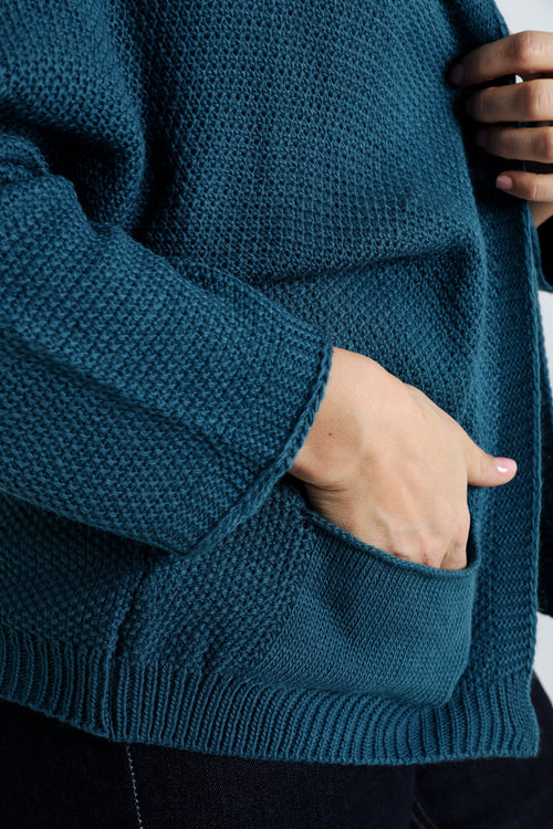 Lange, effen cardigan in rijstkorrel-Paprika-6