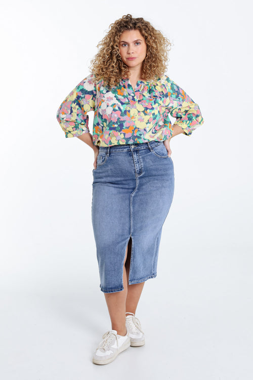 Blouse en coton imprimé floral-Paprika-7