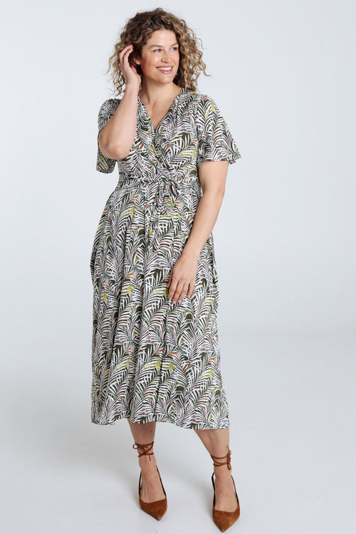 Robe longue imprimé feuillage-Paprika-9