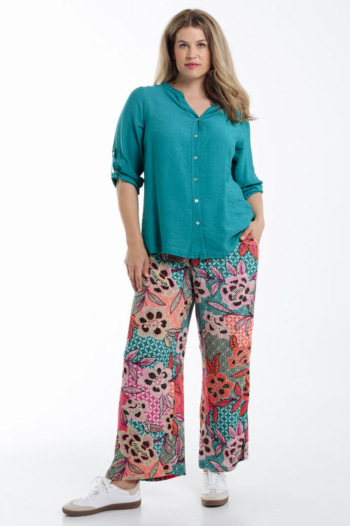 Blouse en viscose uni-Paprika-7