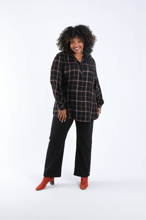 Overhemd van viscose met ruitjes en lurex-Paprika-5