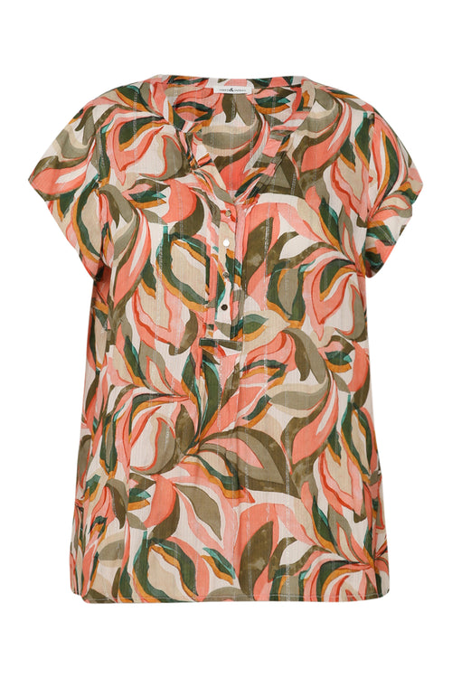 Blouse en viscose imprimé feuillage-Paprika-10