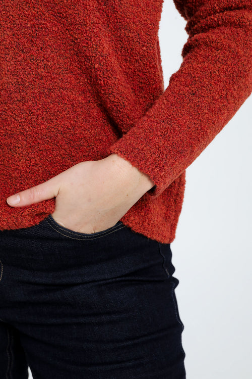 Pull maille bouclette uni-Paprika-5