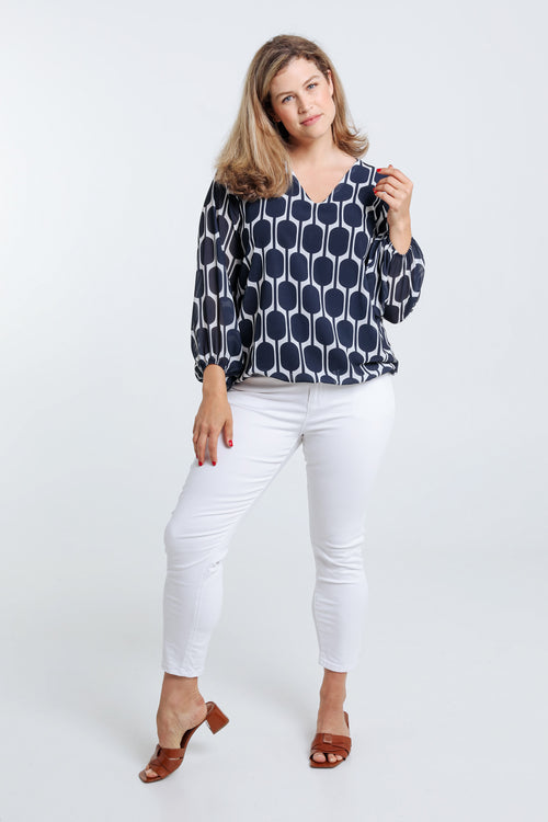 Blouse imprimé graphique-Paprika-7