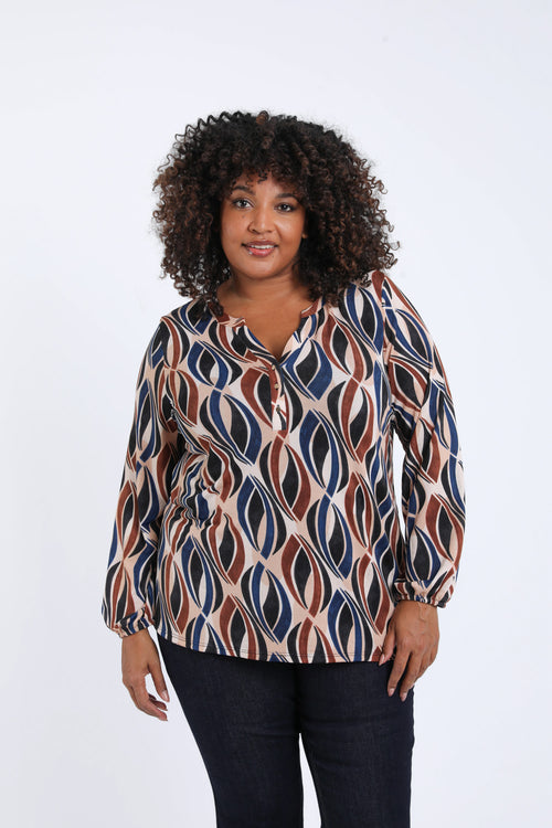 T-shirt van warme stof met grafische print-Paprika-2