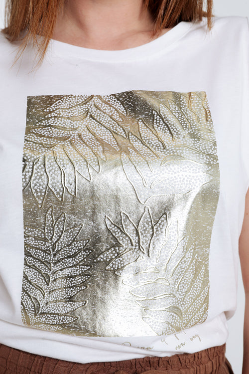 T-shirt en coton avec imprimé foil-Paprika-5