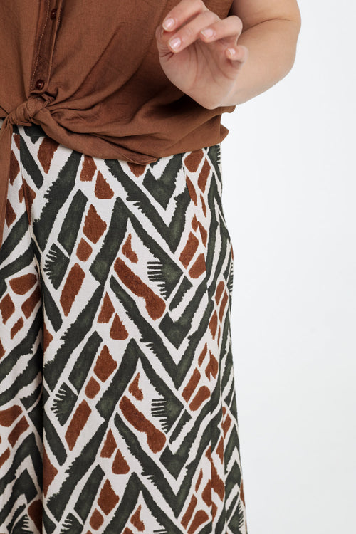 Brede viscose broek met etnische print-Paprika-5