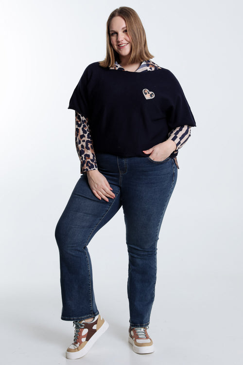 Pull cape uni avec coeur-Paprika-9