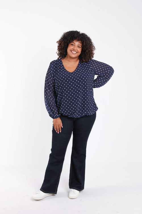 Blouse met stippenprint-Paprika-9