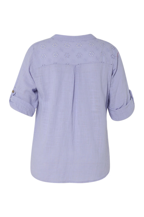 Blouse en gaze de coton unie-Paprika-11