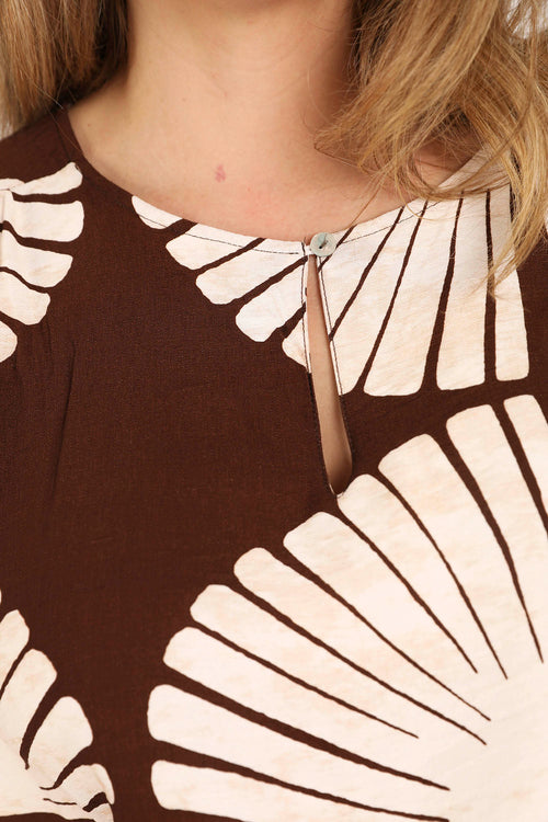 Blouse en viscose imprimé graphique bicolore-Paprika-4
