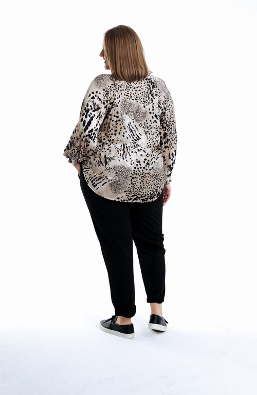 Blouse van viscose met dierenprint-Paprika-2