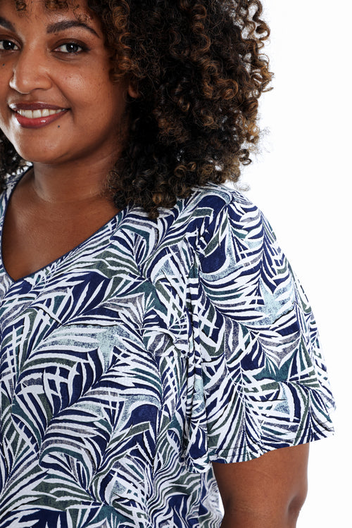 T-shirt met bladprint-Paprika-6