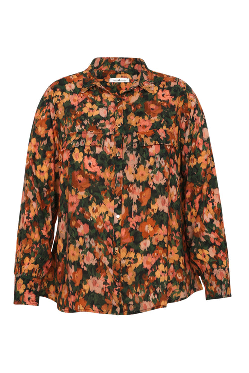 Hemd in viscose met motief van vage bloemen-Paprika-11
