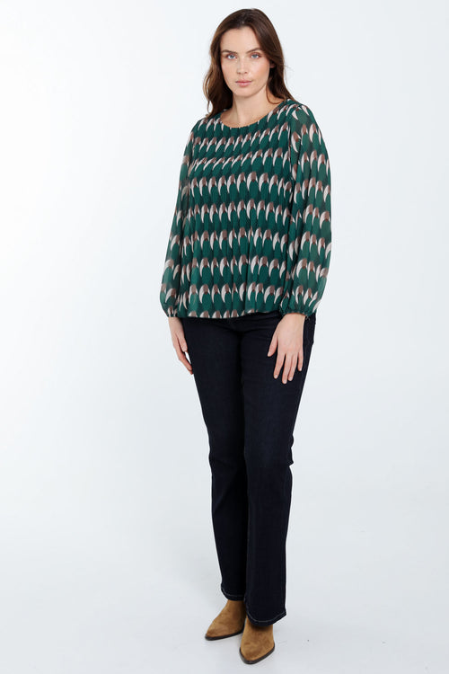 Geplooide blouse met grafische print-Paprika-8