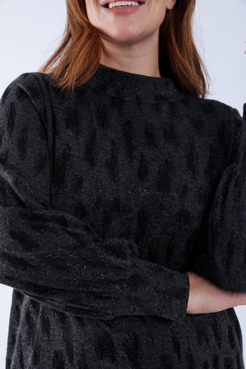 Jurk met jacquard luipaardmotief-Paprika-4
