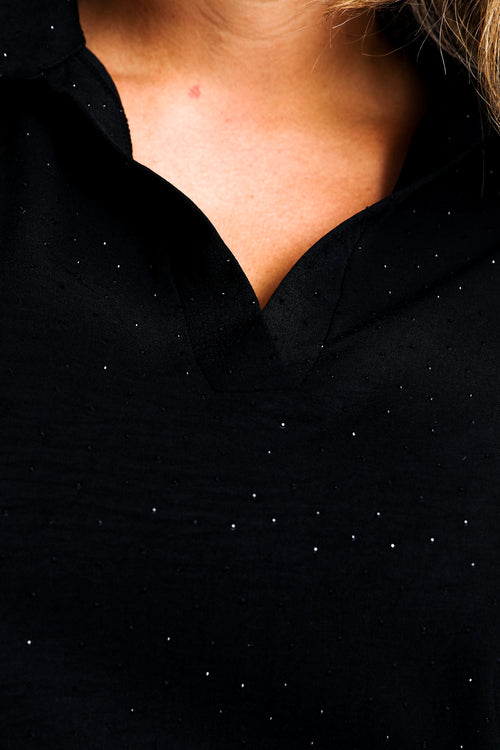 Effen jurk met ton-sur-ton strass-steentjes-Paprika-4