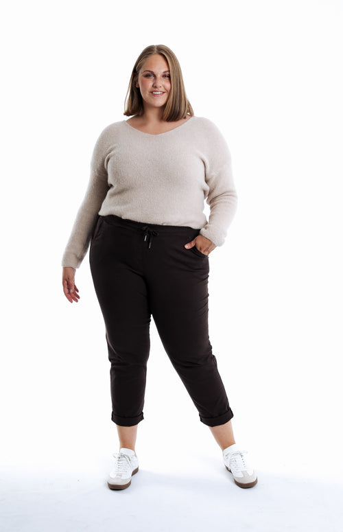 Effen lichte katoenen chino broek-Paprika-1