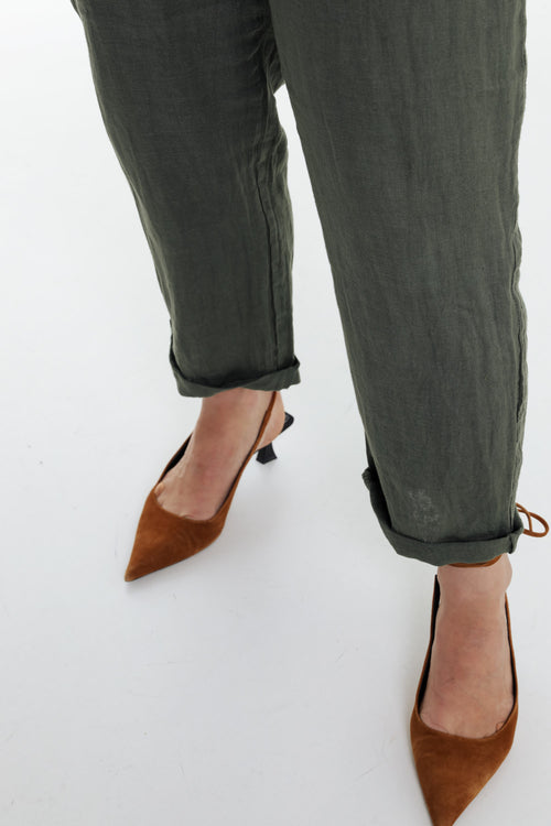 Effen linnen 7/8 broek-Paprika-6