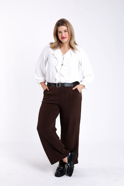 Blouse unie à volants-Paprika-9