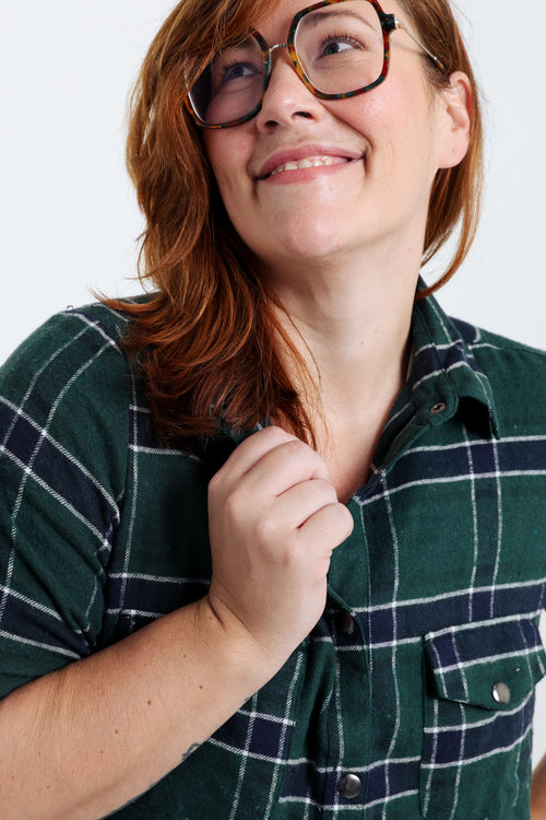 Lang, geruit hemd met zakken en drukknopen-Paprika-4