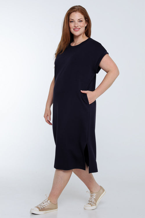 Effen lange jurk van viscose-Paprika-9