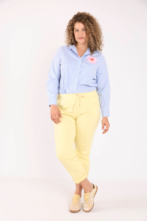 Effen lichte katoenen chino-Paprika-5