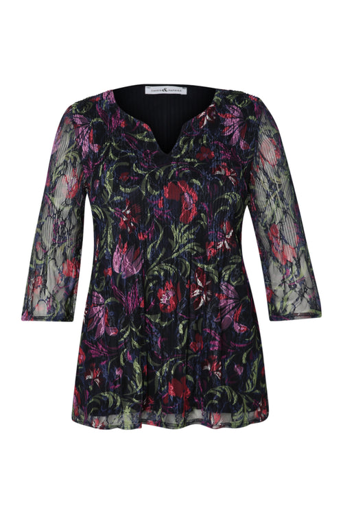 Tuniek van kant met bloemenfolkprint-Paprika-8