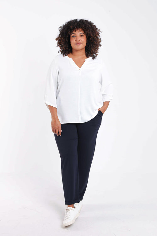 Blouse unie détail bijoux-Paprika-8