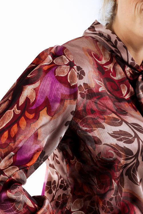 Overhemd met lavallière en wazige paisleyprint-Paprika-5