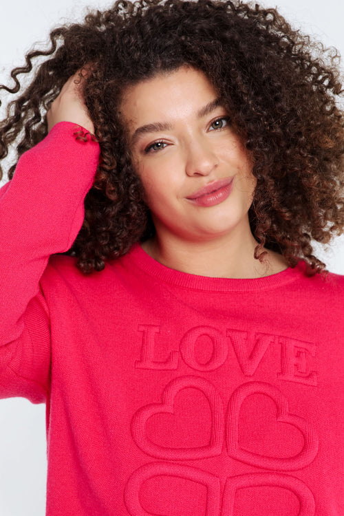 Effen trui in viscose met reliëfletters 