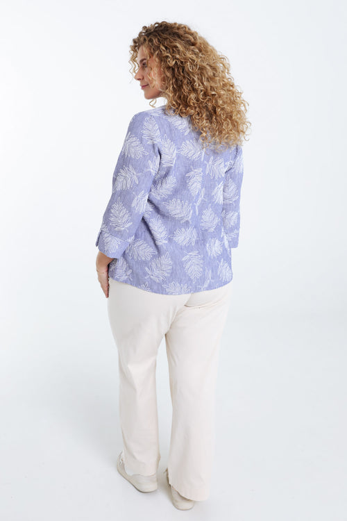Blouse bicolore détail feuilles-Paprika-2